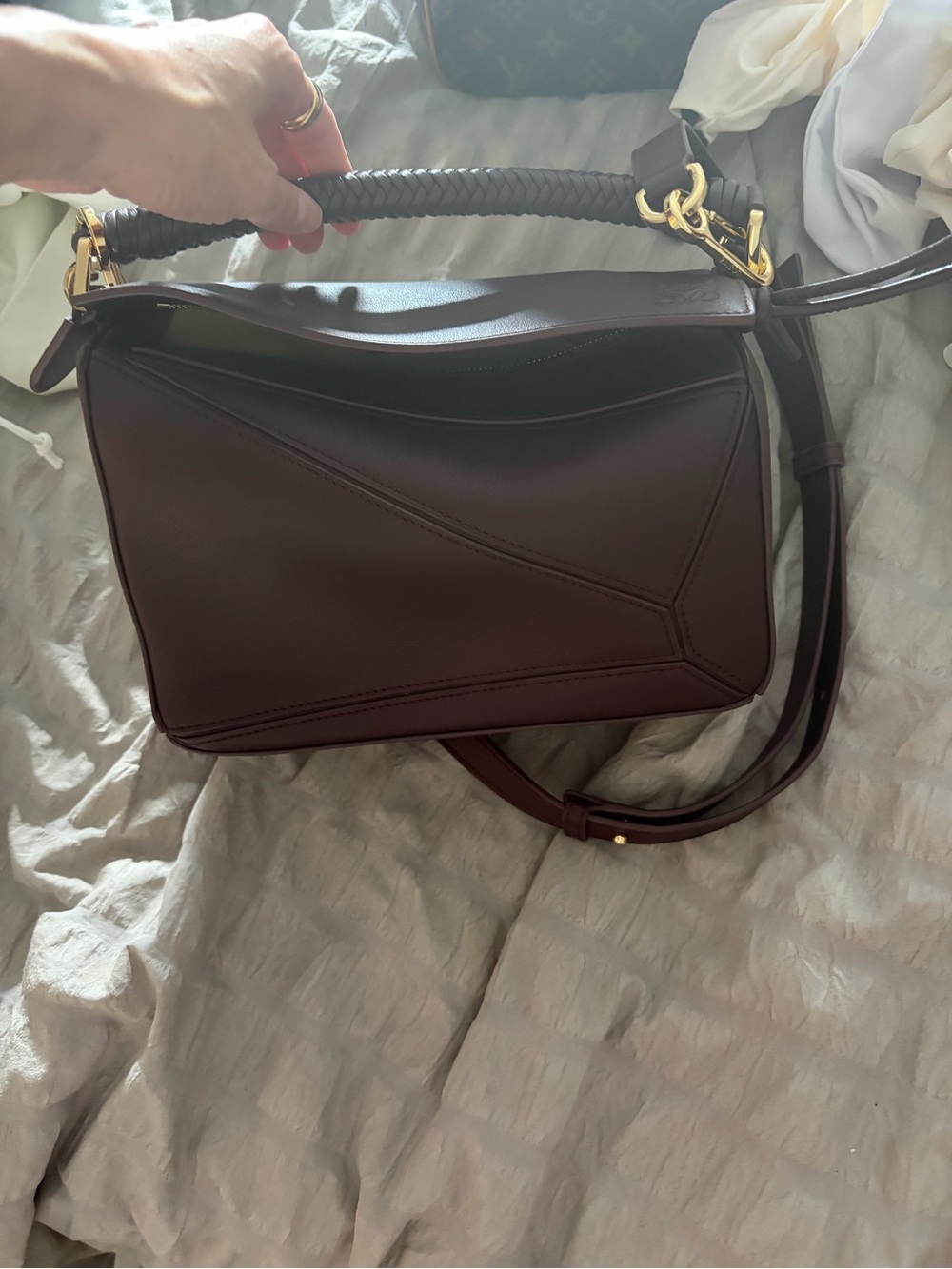 Burgundy Leather puzzle small Shoulder Bag